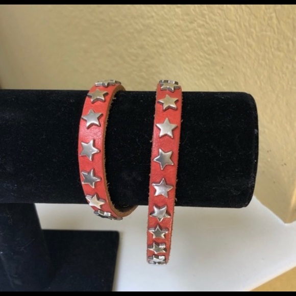 100% Leather Wrap Bracelet Sterling Silver Stars - Picture 4 of 10